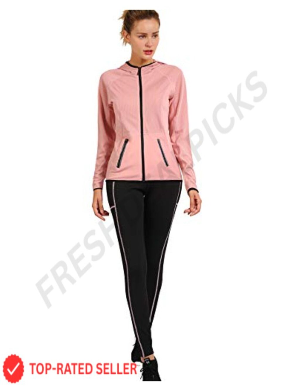 Women's Workout Set Long Sleeve Zip Hoodie Legging 2 Piece Tracksuit